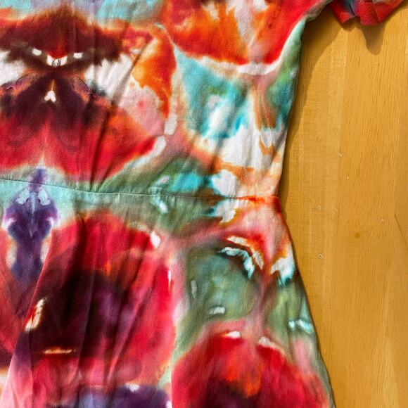 Girls Ice Dyed Skater Dress - Tie Dye Mandala Dark Hand-dyed (Kid's Size 10) - Picture 4 of 10